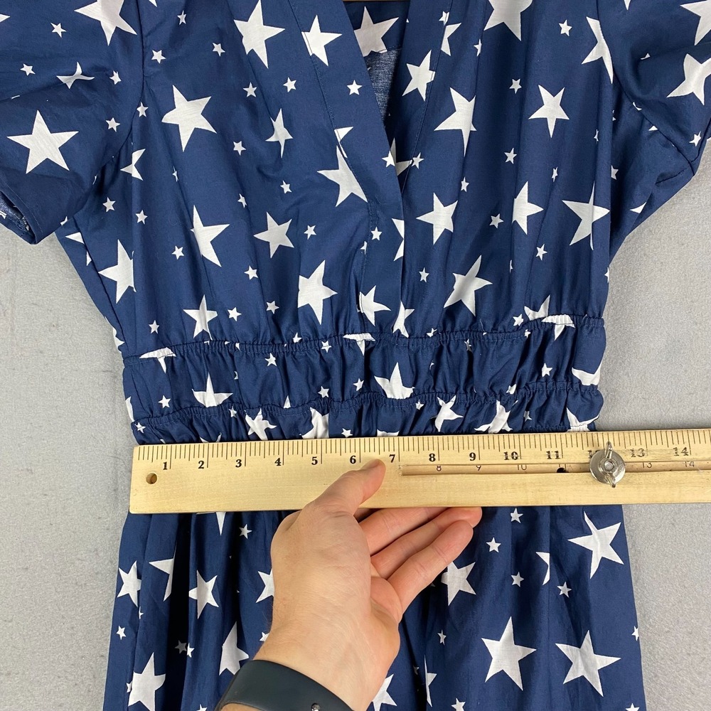 Anthropologie SOMERSET womens Dress XS Short Sleeve Navy White Stars Patriotic - Picture 8 of 11